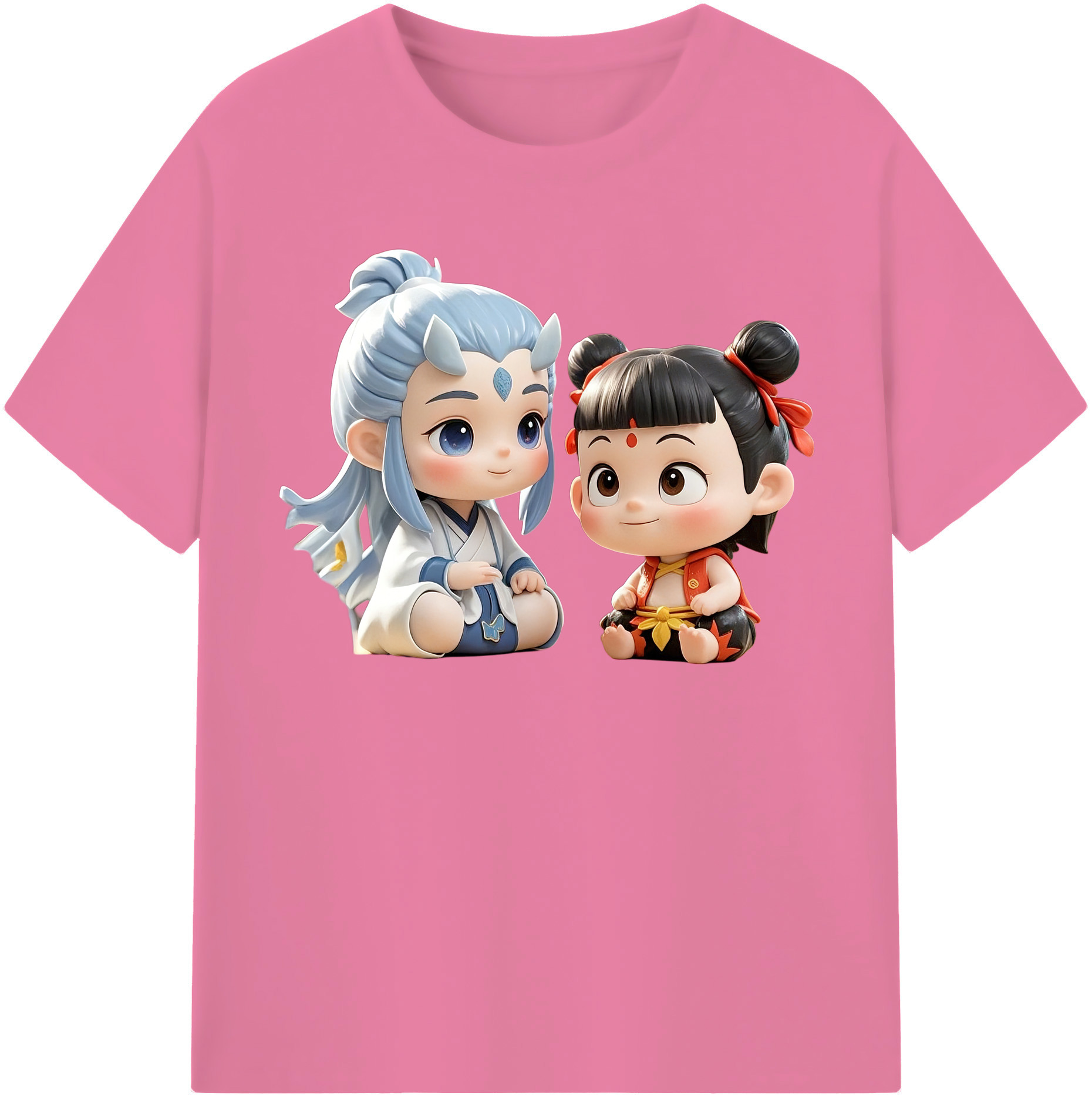 （画像用） Ne Zha 2 ナタ 魔童の大暴れ 綿100％半袖Tシャツ（フロントプリント）